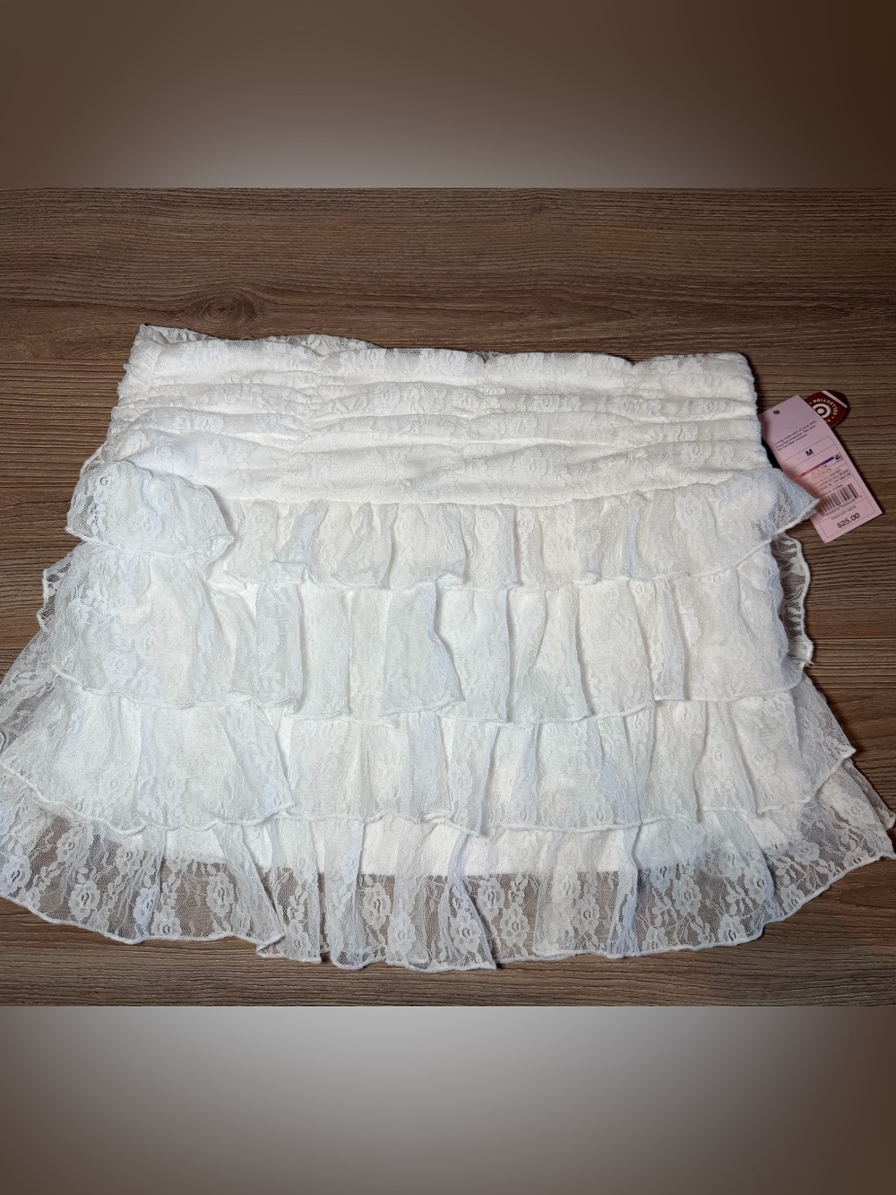 wild fable White Lace Ruffled Mini Skirt